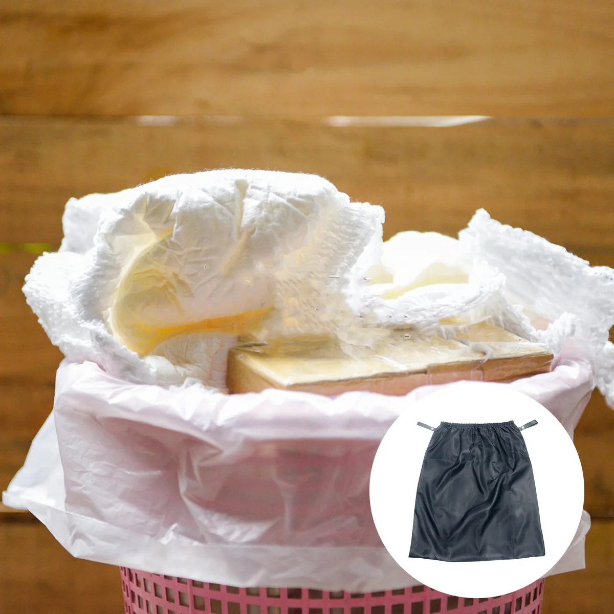Bolsa de almacenamiento de pañales gris duradera, bolsa de pañales seca y húmeda reutilizable para bebé, bolsa de mano, cuerda, práctica revestimiento de cubo para pañales, 1 Uds.