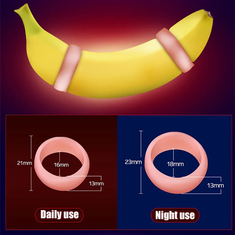 2pcs Day Night Silicone Male Foreskin Correction Hinder Ring Time Delay Ejaculation Penis Rings Sex Toys for Men Lock Cock Ring