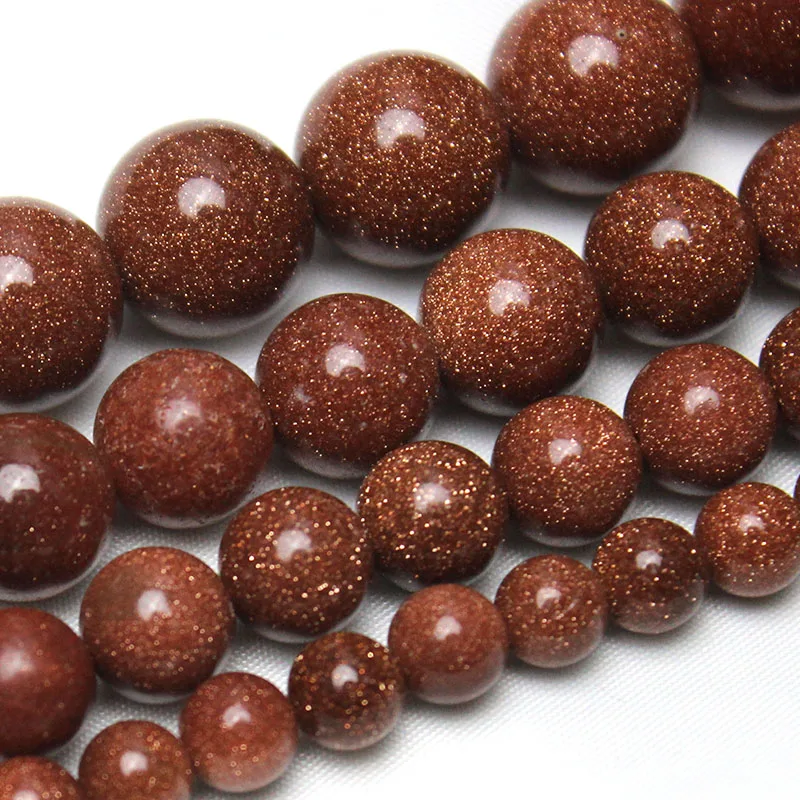 Natural Stone Gold Sand Stone Beads Round Loose Beads For Jewelry Making Diy Bracelet Charms 4 6 8 10 12mm Pick Size 15\