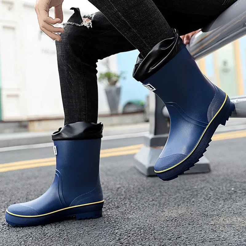 Zapatos De lluvia Para Hombre, Botas De lluvia para acampar y pescar al aire libre, Botas impermeables informales antideslizantes resistentes al desgaste, Botas De Lluvia Para Hombre