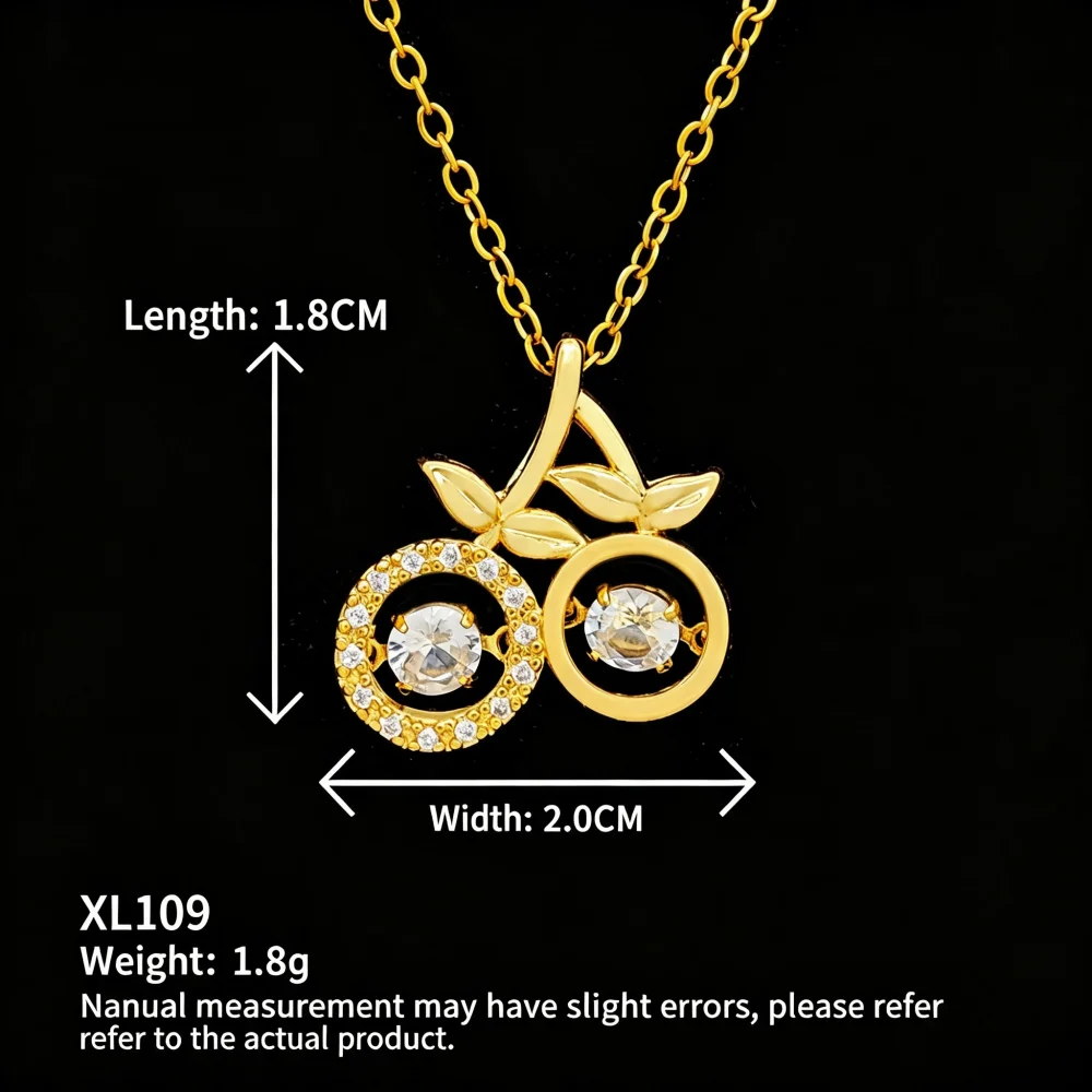 Sweet Sexy Beating Heart Series cherry Pendant Necklaces For Women Luxury Fashion Female Stainless Steel Clavicle Chain Jewelry