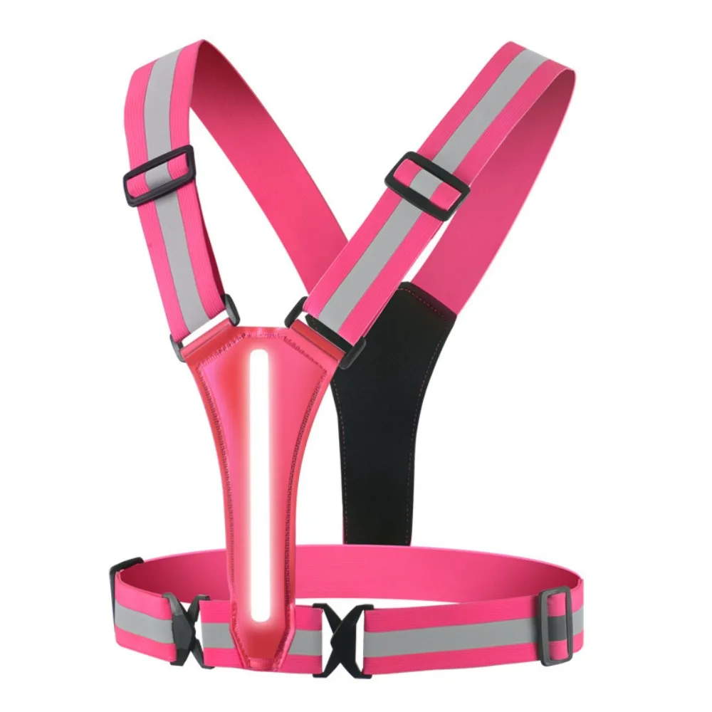 

USB Rechargeable LED Running Vest Waterproof Reflective Straps Glowing Reflector Vest Adjustable Fit Breathable