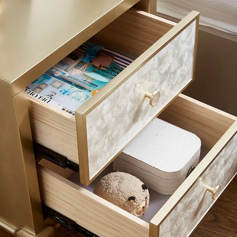 Natural shell nightstand, modern minimalist home light luxury bedroom design nightstand