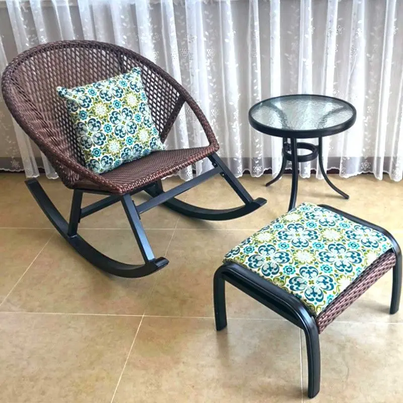 Ergonomic Outdoor Resin Wicker Rocking Chair UV-Resistant Steel Frame All-Weather Patio Rocker Furniture Club Rocker Chair