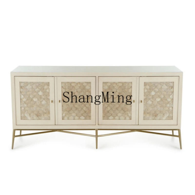 

DHY solid wood modern living room foyer TV cabinet new stainless steel luxury entrance cabinet