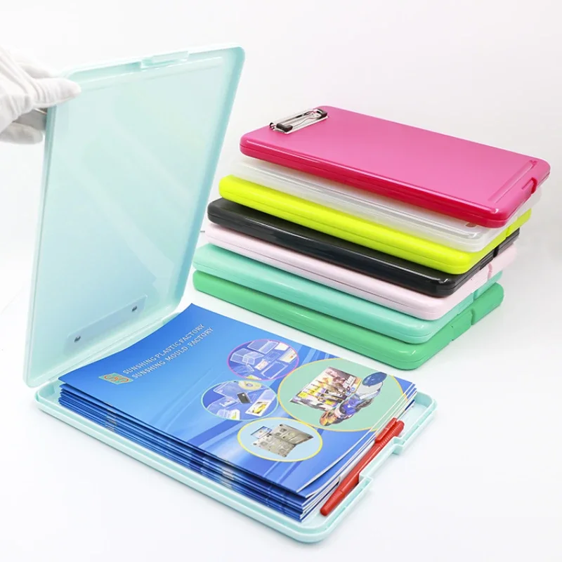 With Pen Slot A4 File Holder Plate Box Clamp Memo Clip Document Organizer File Folder Case Writing Board With Storage Organizer