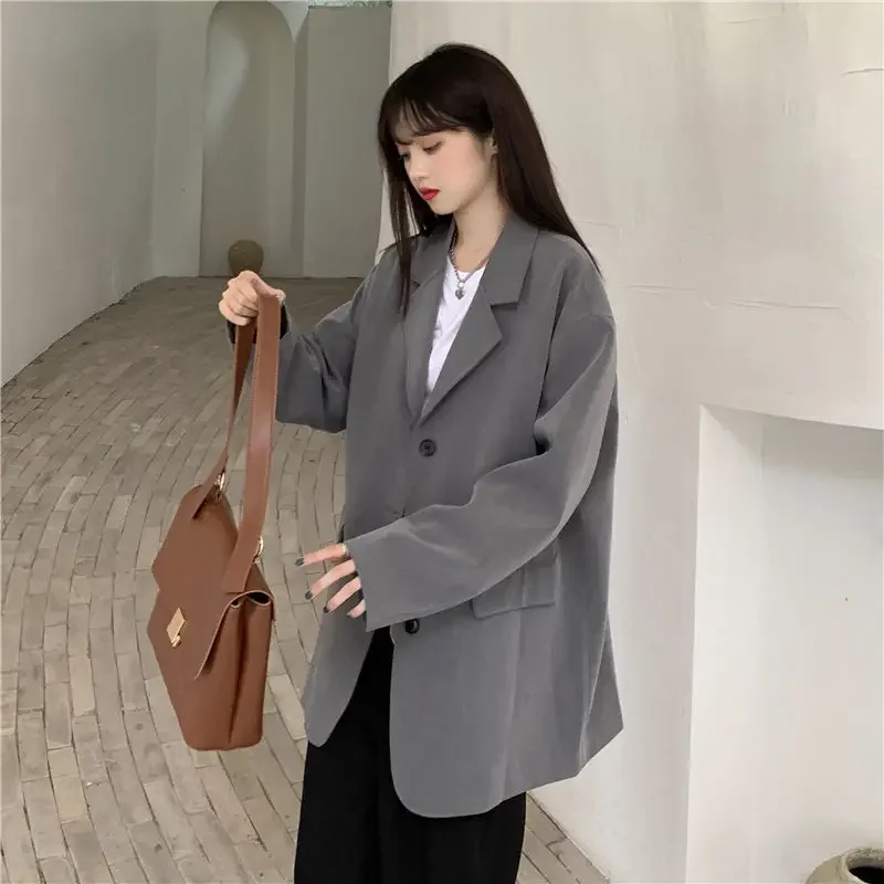 Casual Blazers Students Daily Loose Retro Stylish Single-breasted High Quality Korean Style All-match College Clothes Cozy Mujer