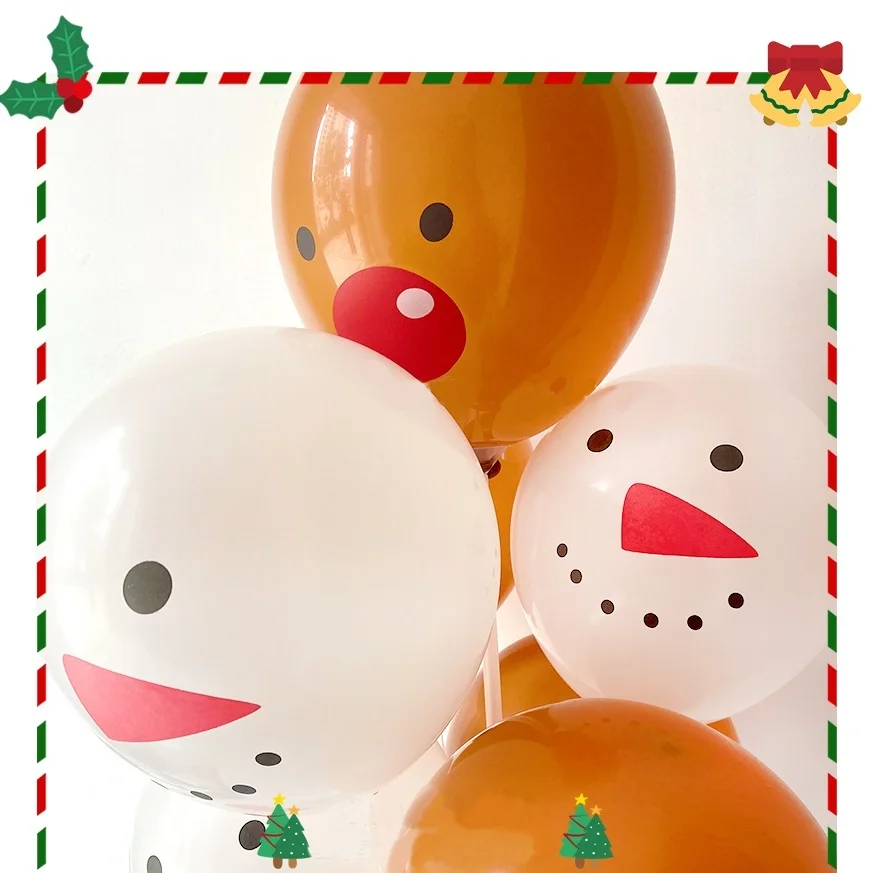 Merry Christmas Latex Balloon, White Snow Elk Balloon for Christmas Party, Table Decor, Xmas Background Decoration