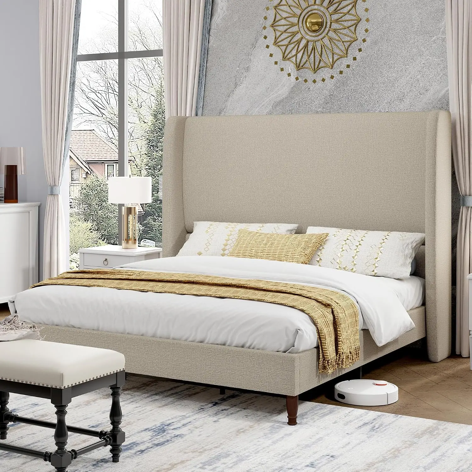 Linen King Bed Frame 51.2