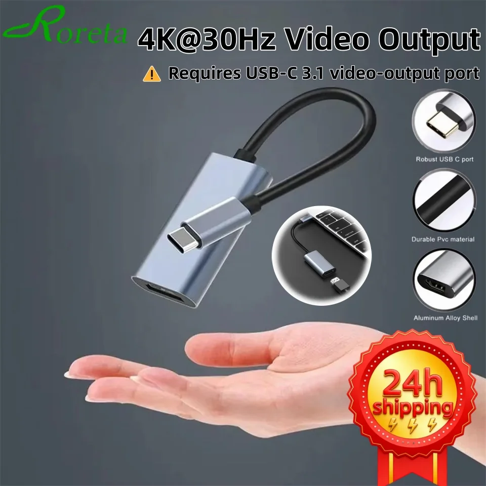 4K 30Hz USB C to HDTV Cable Adapter 2K USB Type C Male to HDTV Female Converter Cable For Phone