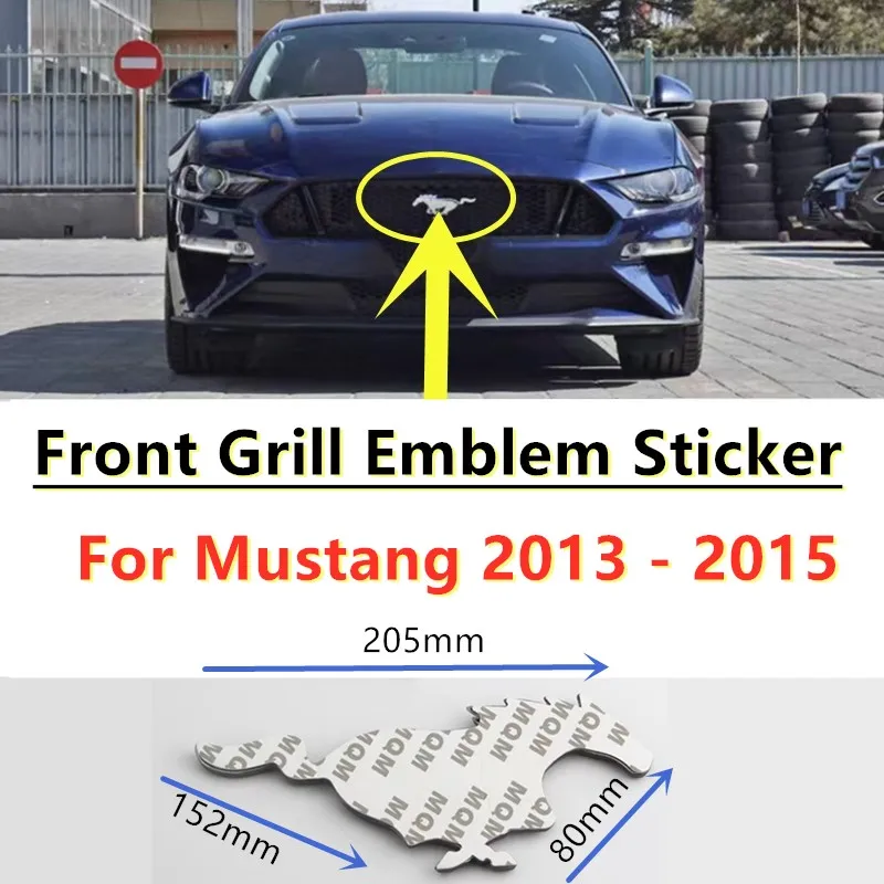 205 x80mm Car Front Grille Trunk Sticker Metal Running Horse Badge Emblem For Mustang 2.3T Shelby GT350 GT500 GT 2013-2017