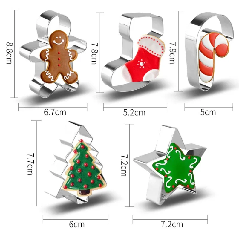 5Pcs/set Christmas Cookie Cutter Gingerbread Xmas Tree Mold Christmas Cake Decoration Tool  Gift DIY Baking Biscuit Mould