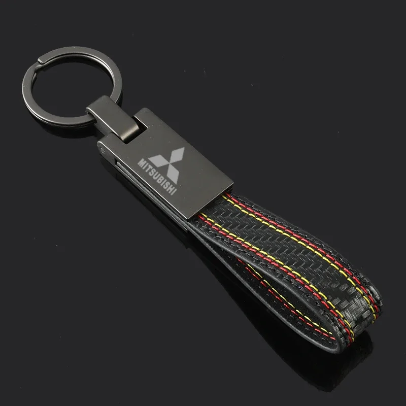 Leather Car Key Chain Holder Pandant for Mitsubishi Pajero L200 ASX Eclipse Ralliart EVO9 Starion Outlander Galant Accessories