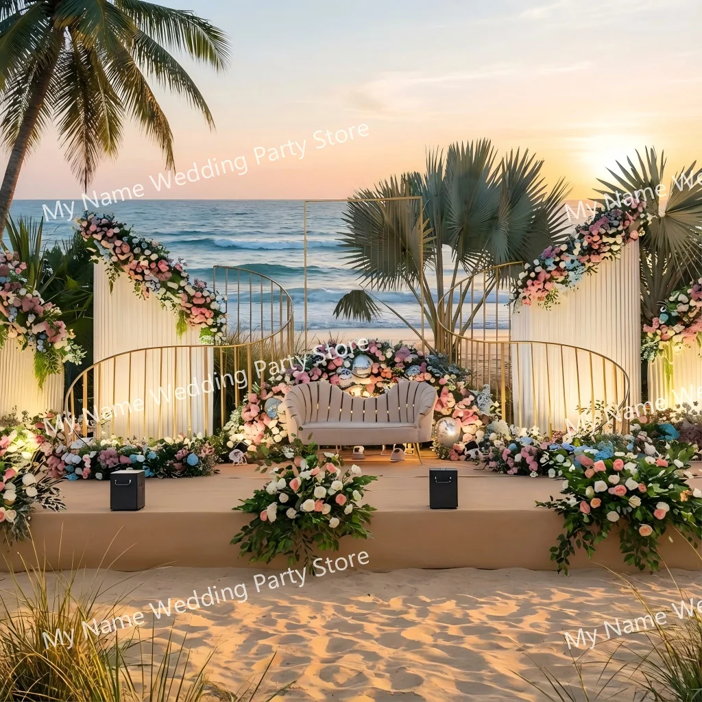 

Большая золотая свадебная арка для декора, изогнутый фон из кованого железа — украшения для сада/наружной/в помещении