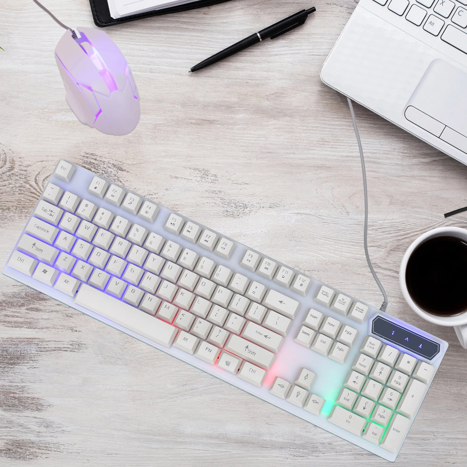 

Keyboard Mouse Combo Wired Ergonomic Backlit Gaming Waterproof Design Colorful Backlight Fine Workmanship High