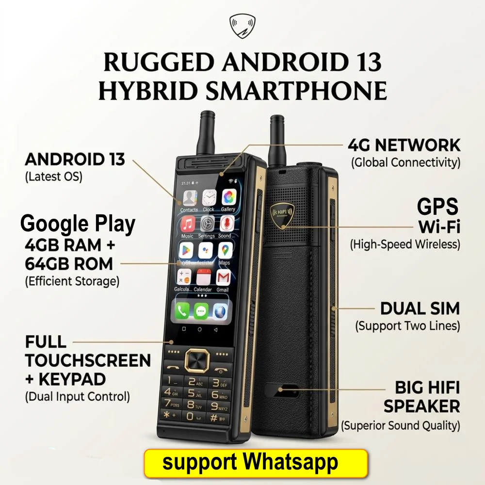Touch  Screen 4G LTE Mobile Phone Android 13 4GB RAM 64GB ROM Fast Charging Dual SIM WiFi 5G/BT5.0/GPS
