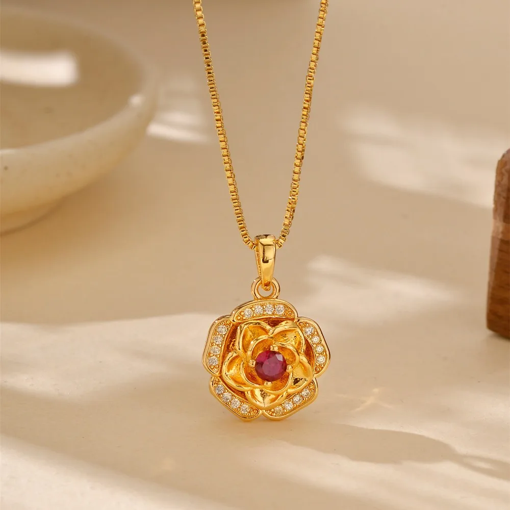 Ruby revolving rose pendant for women fashion 9999gold