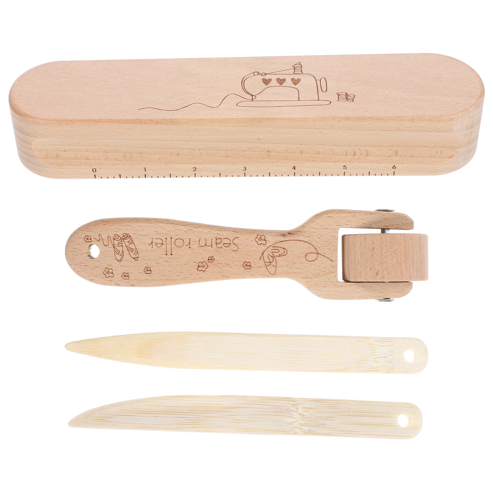 

4pcs Wood Block Tool Quilting Seam Pressing Fabric Wrinkle Remover Tailors Beads Roller Sewing Accessories
