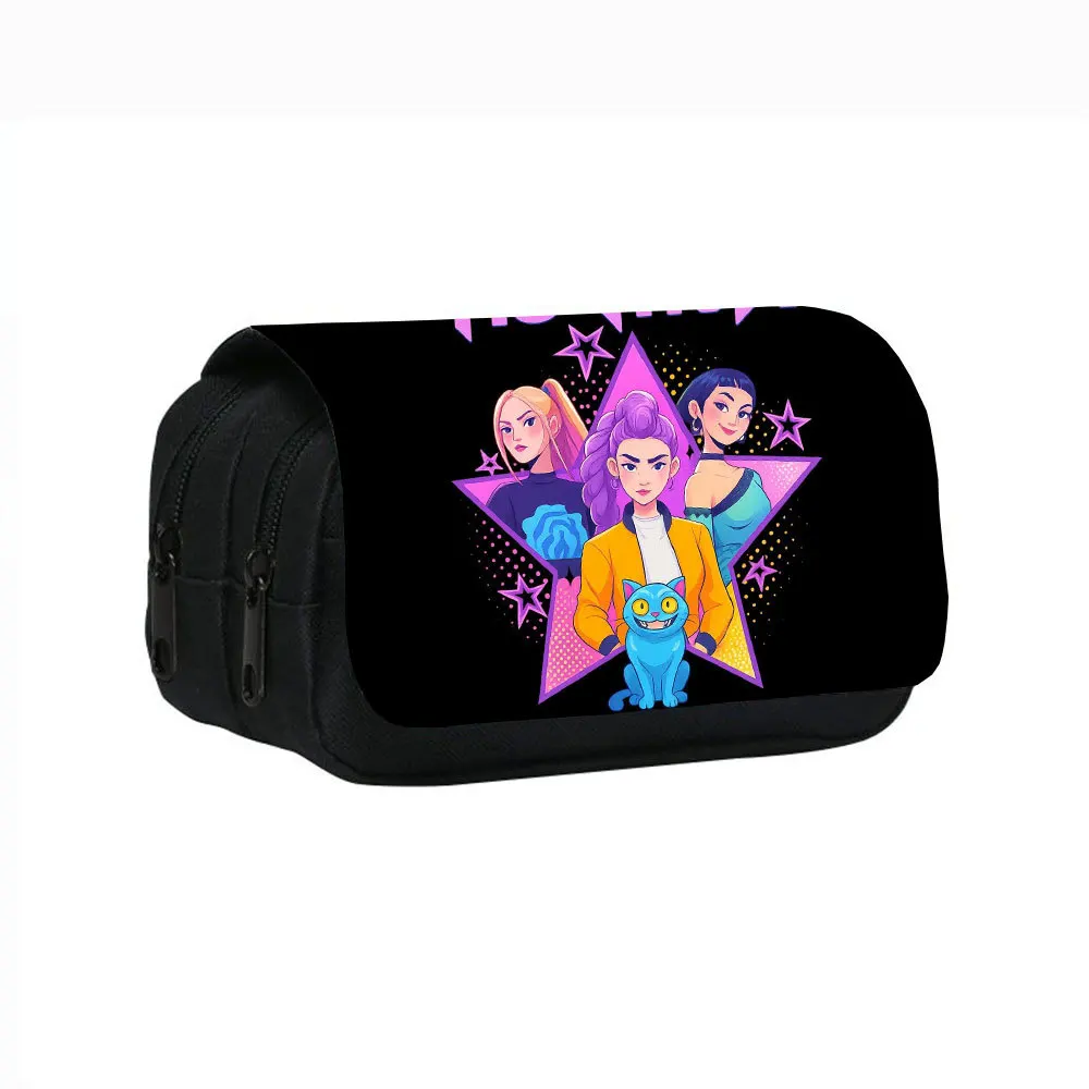 

Kpop Demon Hunters пенал двухслойный Lumi Mira Zoe пенал коробка для ручек большая вместительная сумка для хранения подарок для фанатов