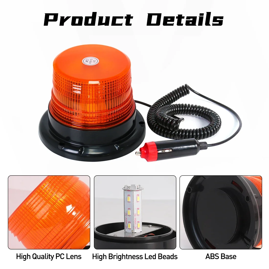 LED Strobe Light Car Truck Roof Top Warning Light Emergency Flashing Beacon With Magnetic Base For Security Auto 12V 24V -80V