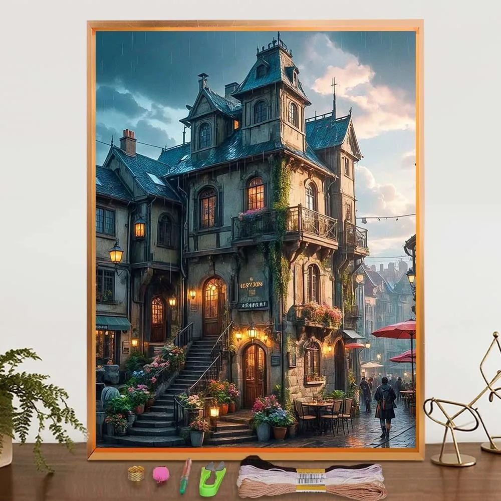 

Design Mixed Color Threads Needlework Cross Stitch For Bedroom Wall Home Decoration Full Printed Canvas Embroidery Set Kits