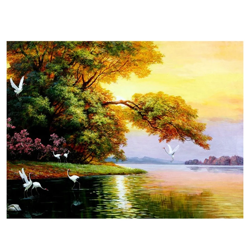 

Round Diamond Diamond Painting DIY Diamond Painting Embroidery Kit Lake Bird Diamond Painting