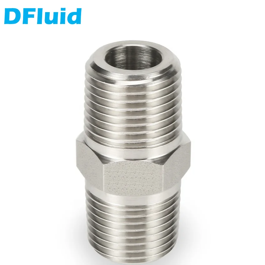 SS316 Male NPT BSP BSPT R Thread Hex Nipple 1/8" 1/4" 3/8" 1/2" 3/4" 1" Pipe Fitting Connector 3000psig 20MPa Stainless Steel