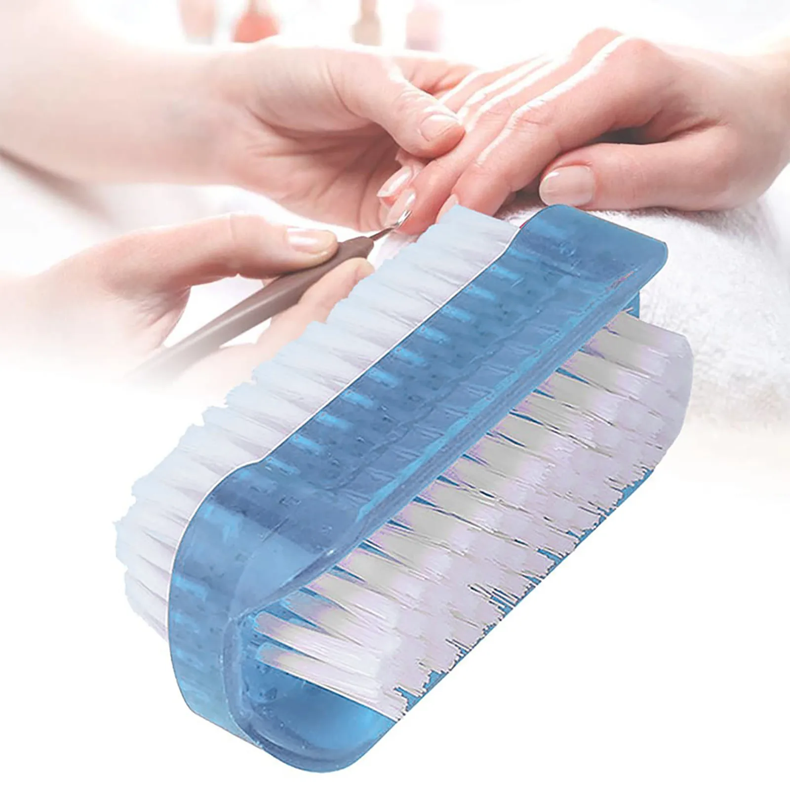 Double-Sided Plastic Nail Art Dust Cleaning Brush Nail Finger Tip Scrubbing Brushes for Toes Nails Hands Manicure Pedicure Tool