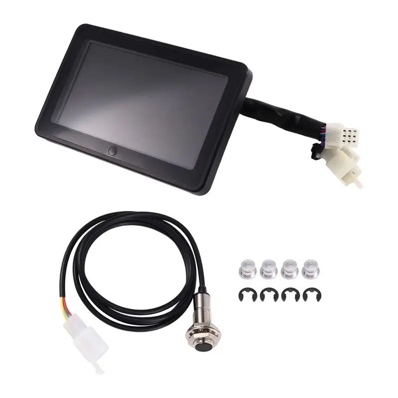 A98M Universal LCD Display Cluster For Motorcycle Replaceable Speedometer Multi-Function Instrument Works 1, 2, 4 Cylinder Motor
