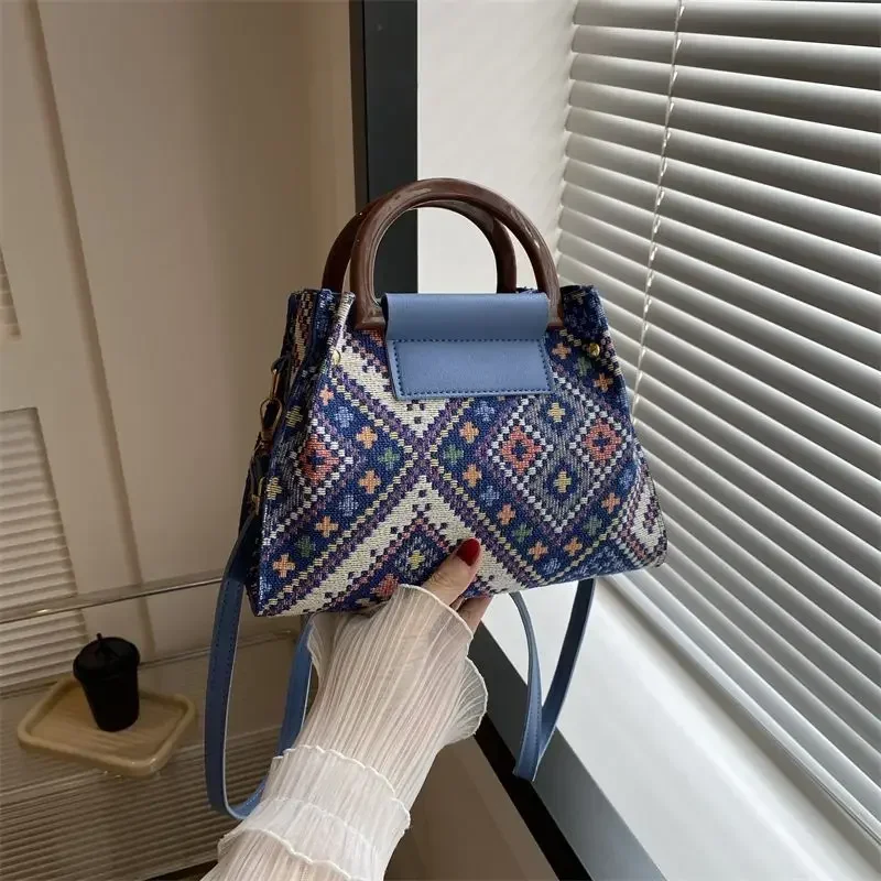 

Fashionable and Popular Ethnic Style Handheld Women's Bag 2024 New Trendy and Versatile Design Single Shoulder Crossbody Bag