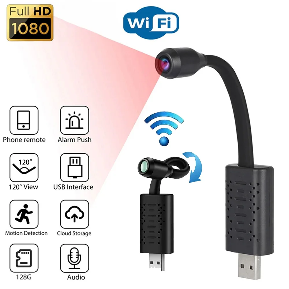HD 1080P Mini Camera Night Vision Wifi Camera USB AP Hotspot 120° Ultra Wide Angle Motion Detection Video Surveillance Camcorder