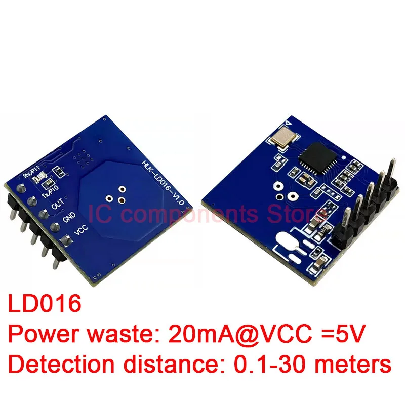 10Pcs/1pc 5.8GHz Radar Modules LD016 Human Motion Sensor 0.1-30m range Distance Time Detection Low Power Supply 5PIN