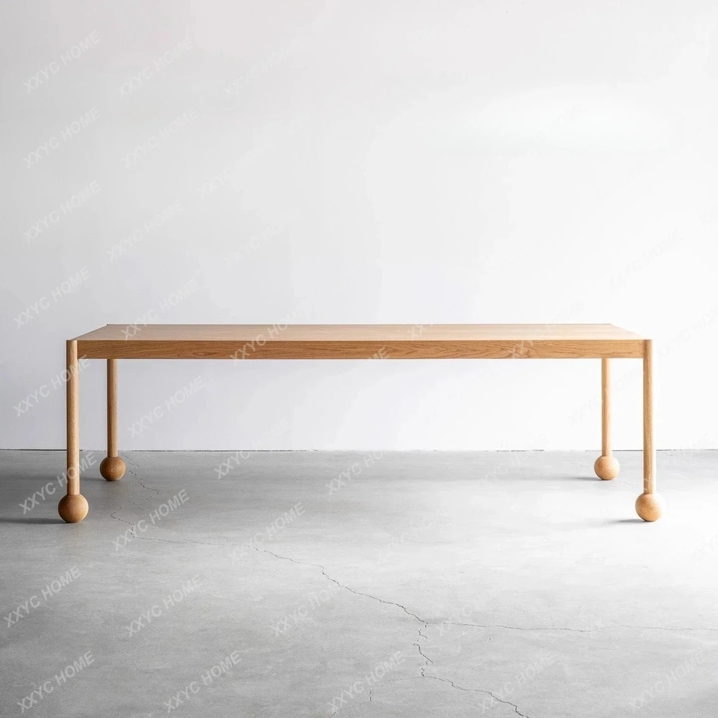 Solid wood dining table, ash wood log long table, Nordic rectangular medieval household cream table