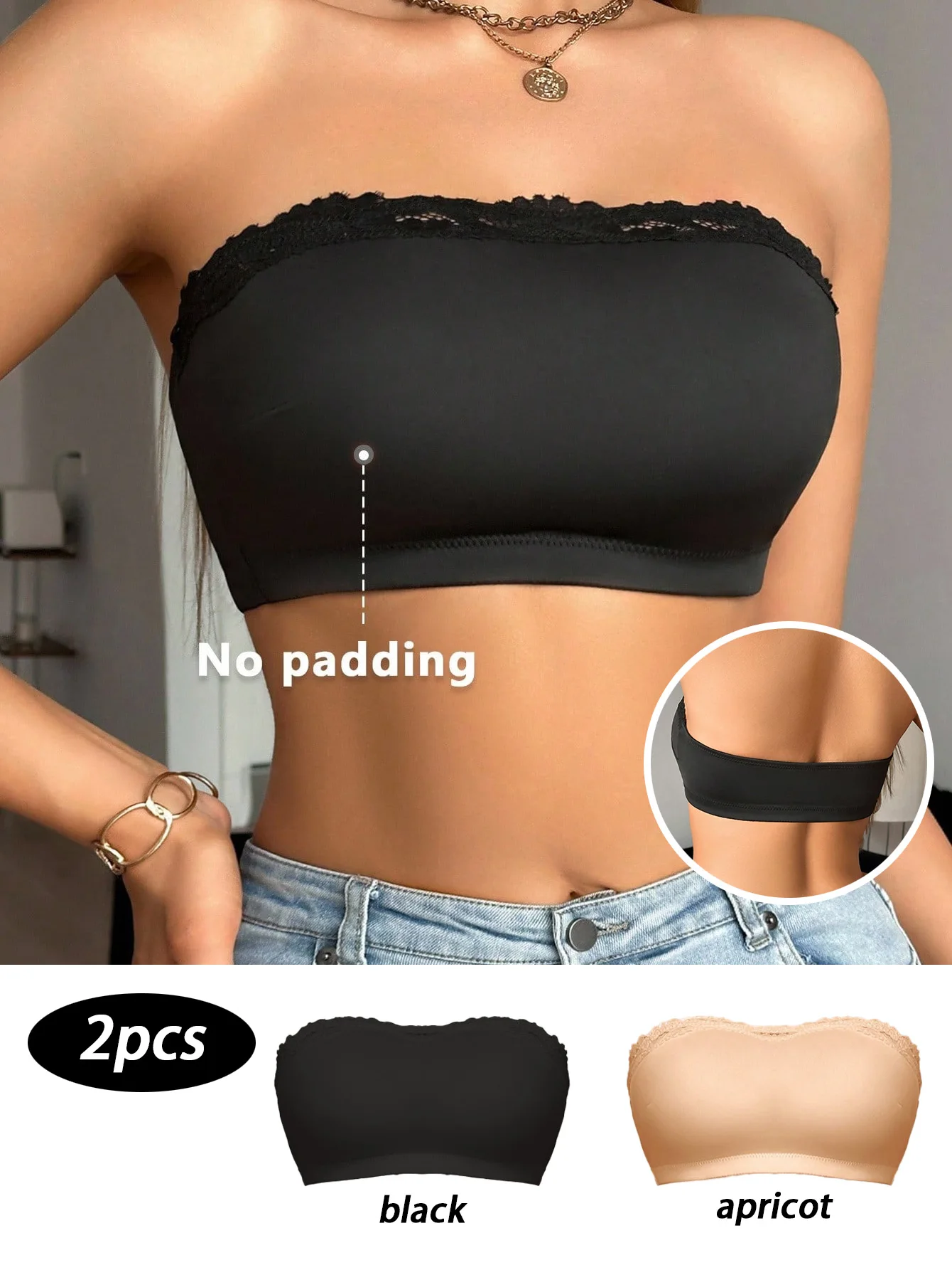 Sujetadores sin aros sin tirantes para mujer, 2 uds., cobertura completa, suave, ligero, elástico, informal, Push Up, Bralette Convertible