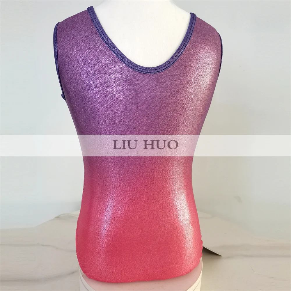 LIUHUO femmes justaucorps de gymnastique rythmique filles Performance costume artistique robe de patinage sur glace concours de danse sans manches violet