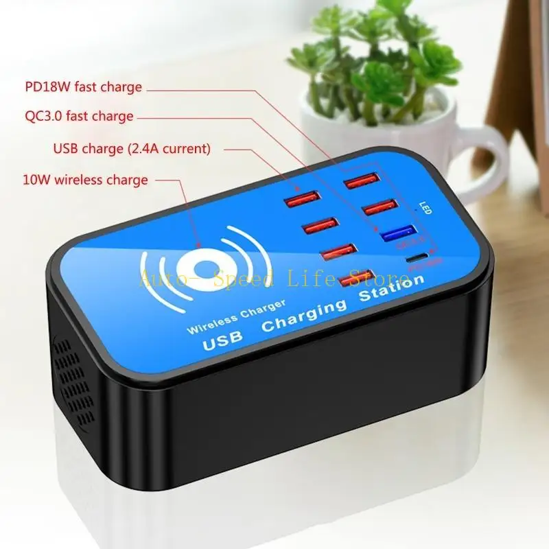 

02DA Многопортовое устройство быстрой зарядки USB-зарядная станция Подставка-док-станция 10 Вт 4-в-1