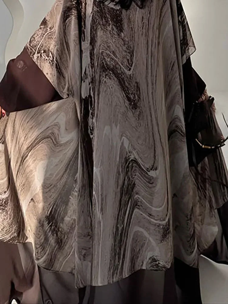 

Мусульманская женская одежда, длинный кардиган с винтажным узором и платком, осенний свободный топ с v-образным вырезом и открытой строчкой, зимнее пальто