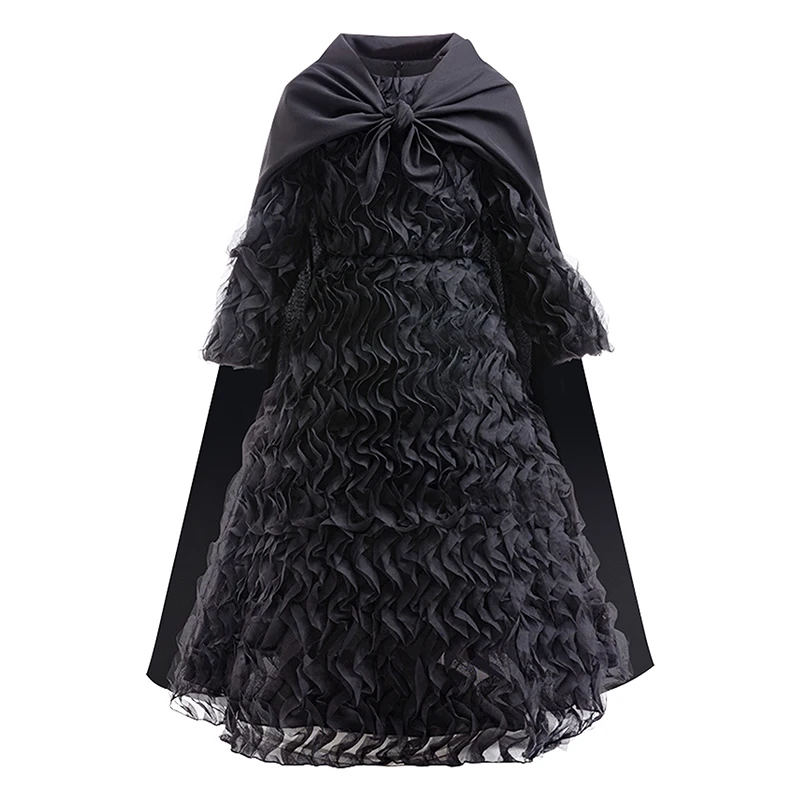 Kids Carnival Black Witch Princess Dress Tulle Dress Up For Girls Costumes Cosplay Classic Movie Role Birthday Party Dress