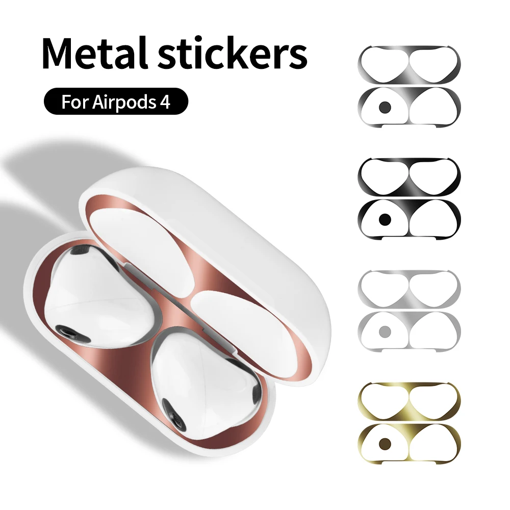 For AirPods 4 Sticker Earphone Case Metal Dustproof Scratch Resistant Sticker Cover For Airpods 4 4th 2024 Gen Protective Film