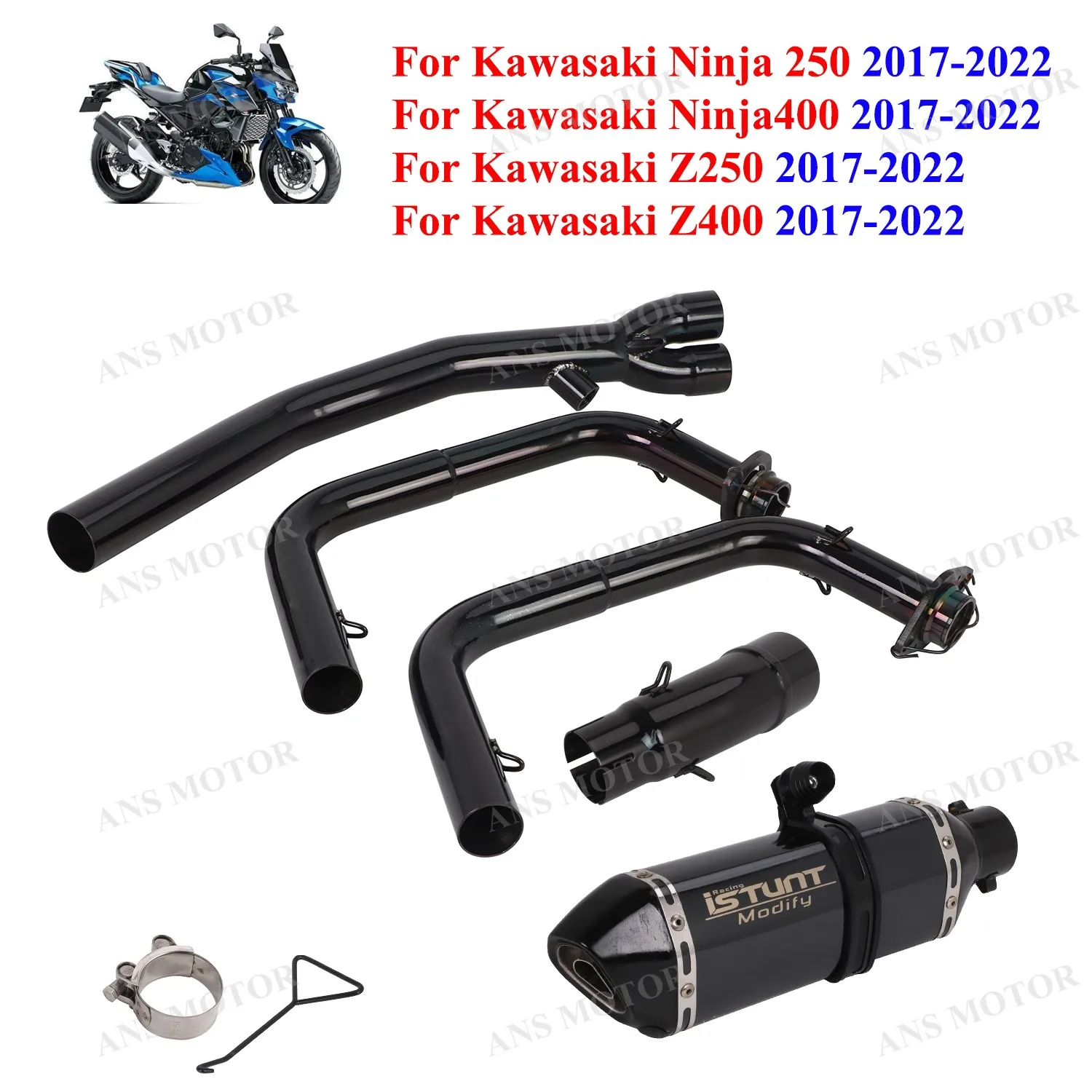 

For Kawasaki Ninja 400 Z400 2017-2022 Motorcycle Exhaust Stainless Slip On Ninja 400 Exhaust 51MM Muffler Full System
