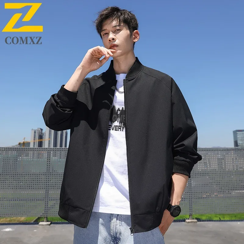 

COMXZ Outerwear Loose American Retro Stylish Streetwear Gym Jogger Men's Varsity Jacket Running Lightweight High Quality Coat