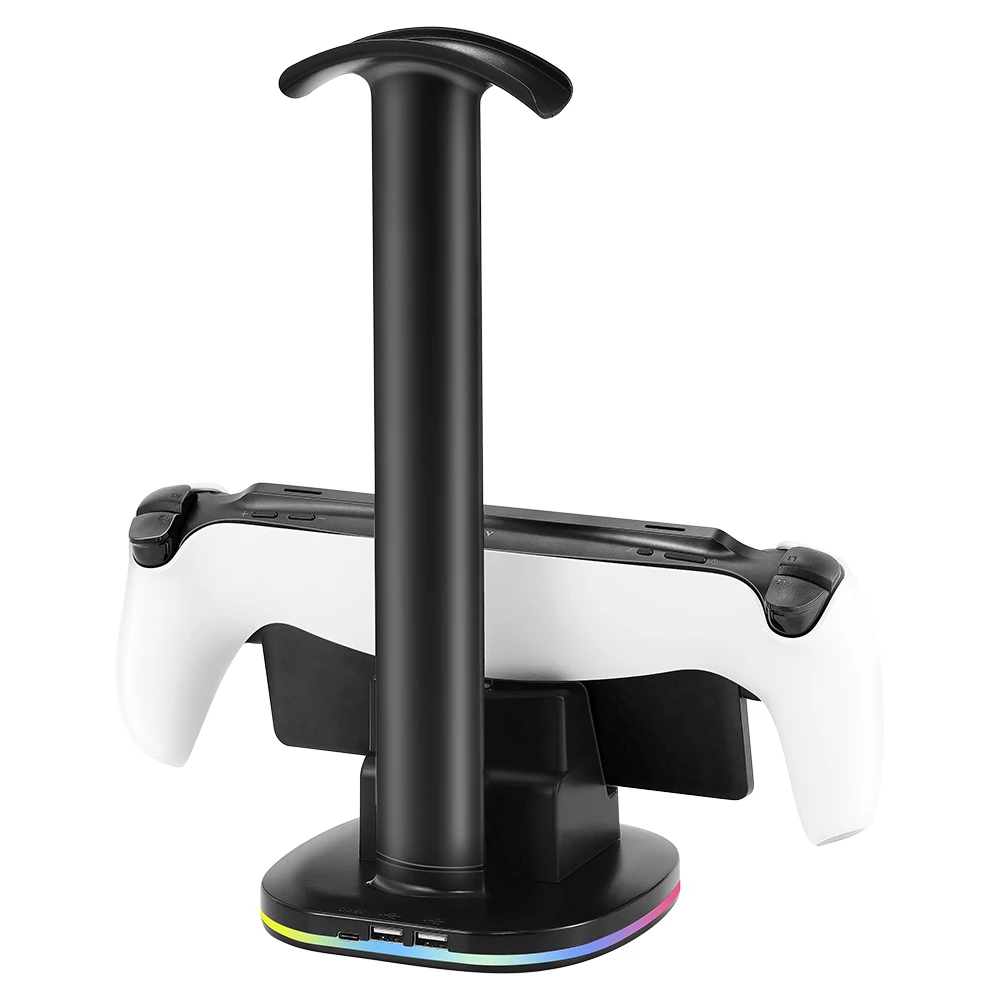 RGB Charging Dock Station Headphones Stand Console Charger Stand w/ 2 US2.0 Ports for PS5 Portal for PlayStation Portal