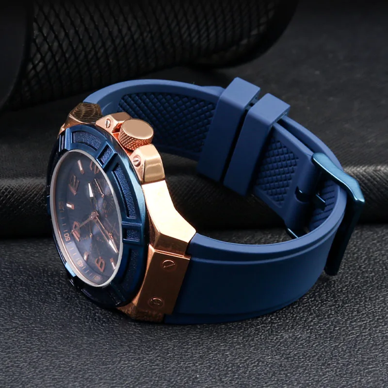 Correa de goma para reloj GUESS W0247G3 W0040G3 W0040G7 GC, pulsera de silicona azul, 22mm