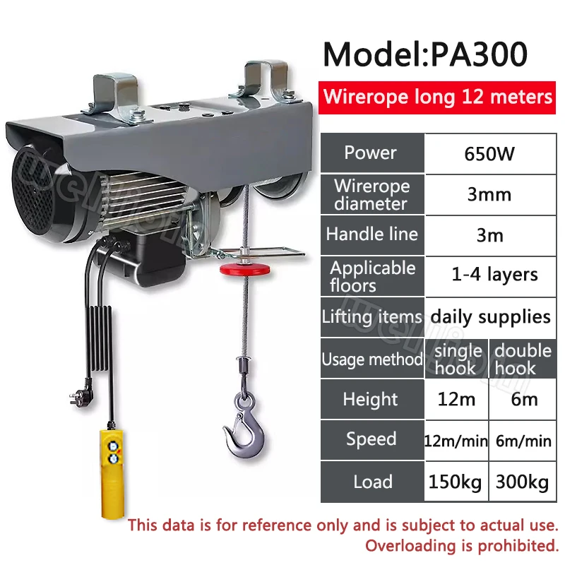 Micro Electric Hoist 220V Crane Household Small Lift Hoist 1 Ton / 0.5T Winch Decoration Crane