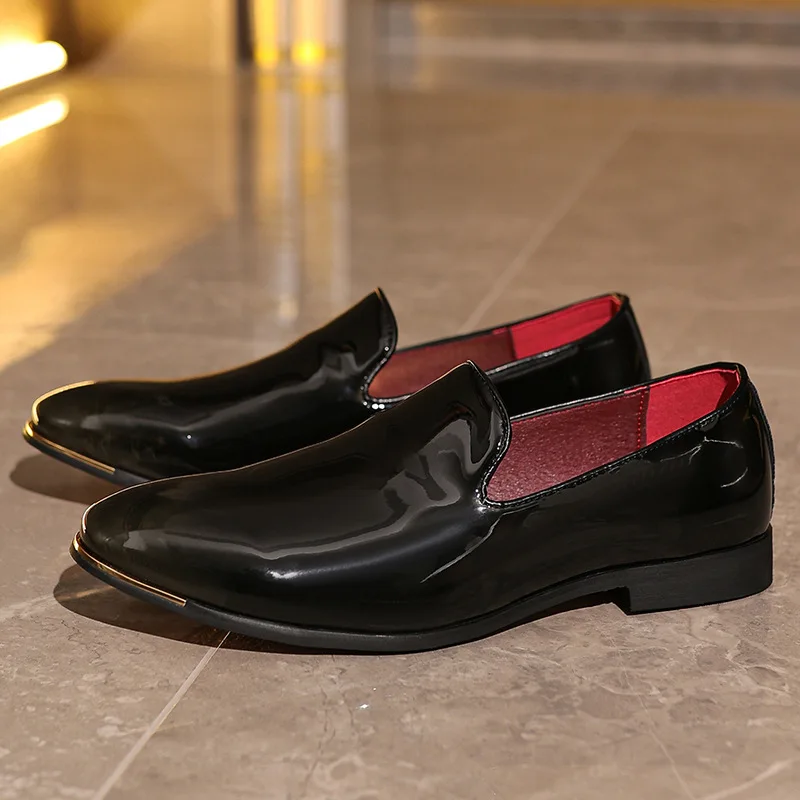 Party Shoes For Men Coiffeur Wedding Shoes Men Elegant Italian Brand Patent Leather Dress Shoes Men Formal Sepatu Slip On Pria