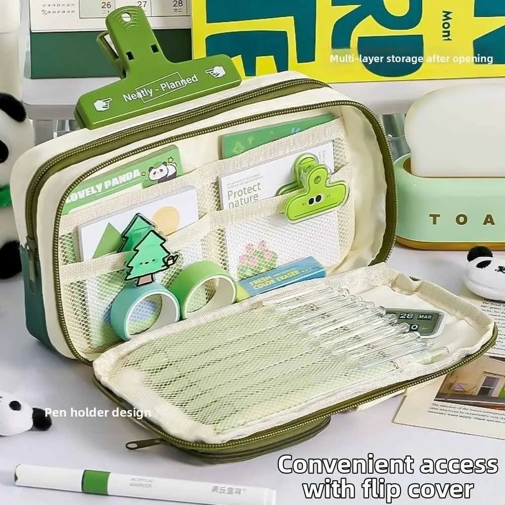 Portable Large Capacity Student Stationery Bag High Appearance Multilayer Pencil Pouch Dirt-resistant Pen Bag Children