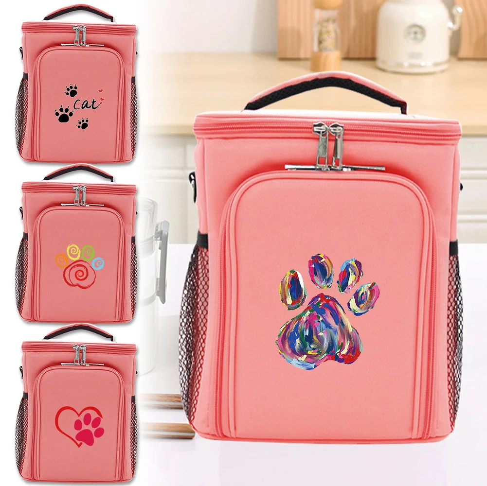 

Ice Pack Portable Drink Carrier Cooler Bag Footprints Printing Series Large Capacity Food Keep Fresh Ice Bag Outdoor Activities