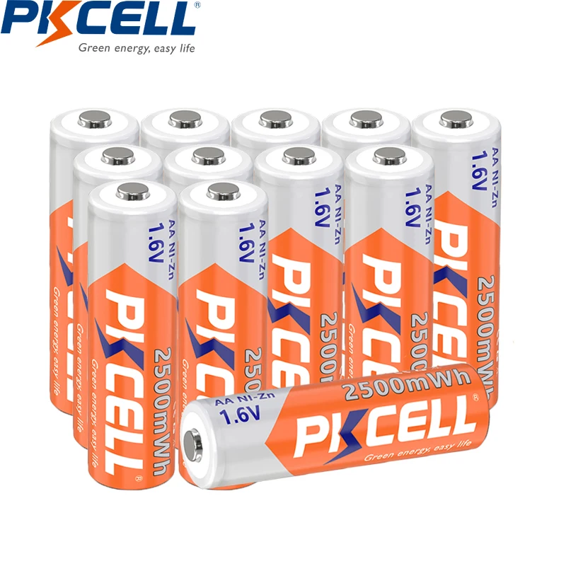 

12 шт. PKCELL 1,6 В AA NIZN аккумуляторная батарея AA 2A батареи Baterias Bateria 2500 МВтч и 3 шт. коробка для хранения батарей AA