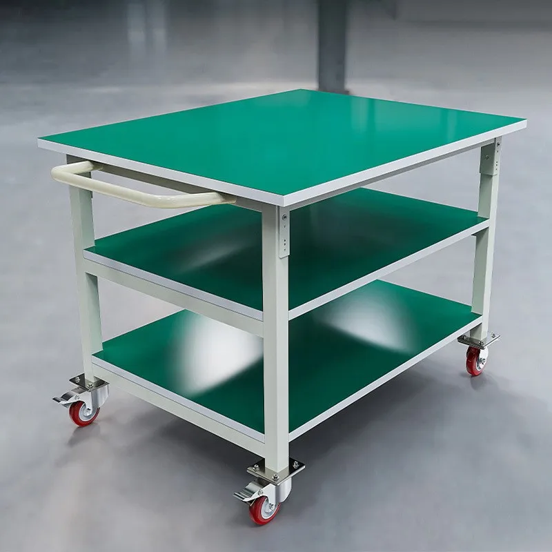 Customized packing table Wheeled trolley Double-layer console Aluminum alloy repair table trolley movable