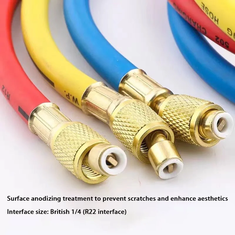 0.9M-1.8M A/C Charging Hose Tube Kit Hose Low Loss Fittings for R134A R12 R22 Refrigerant Air Conditioning Manifold Gauge 1/4